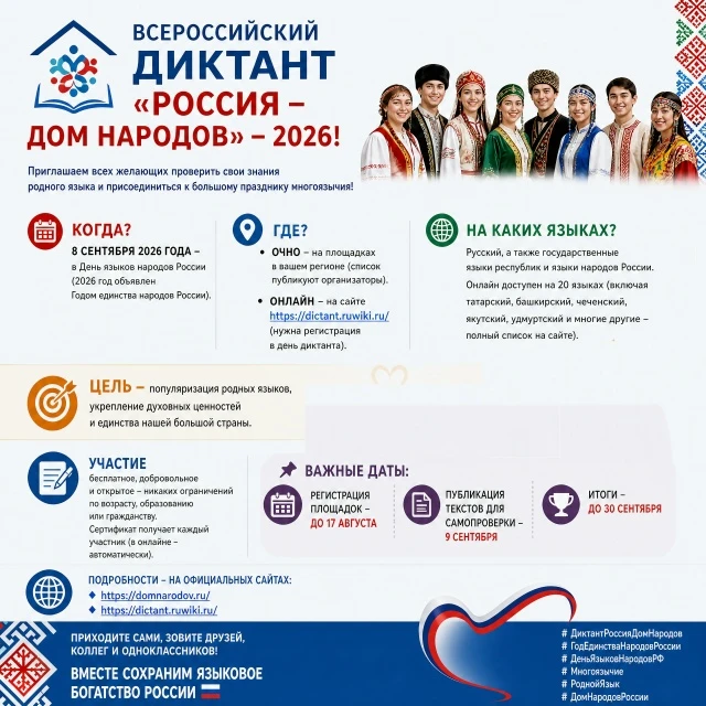 Всероссийский диктант «Россия – дом народов» – 2026!