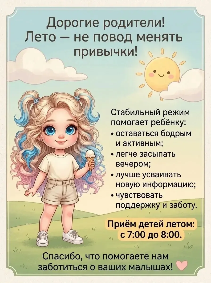📢 ВАЖНО: график работы летом — без изменений!
