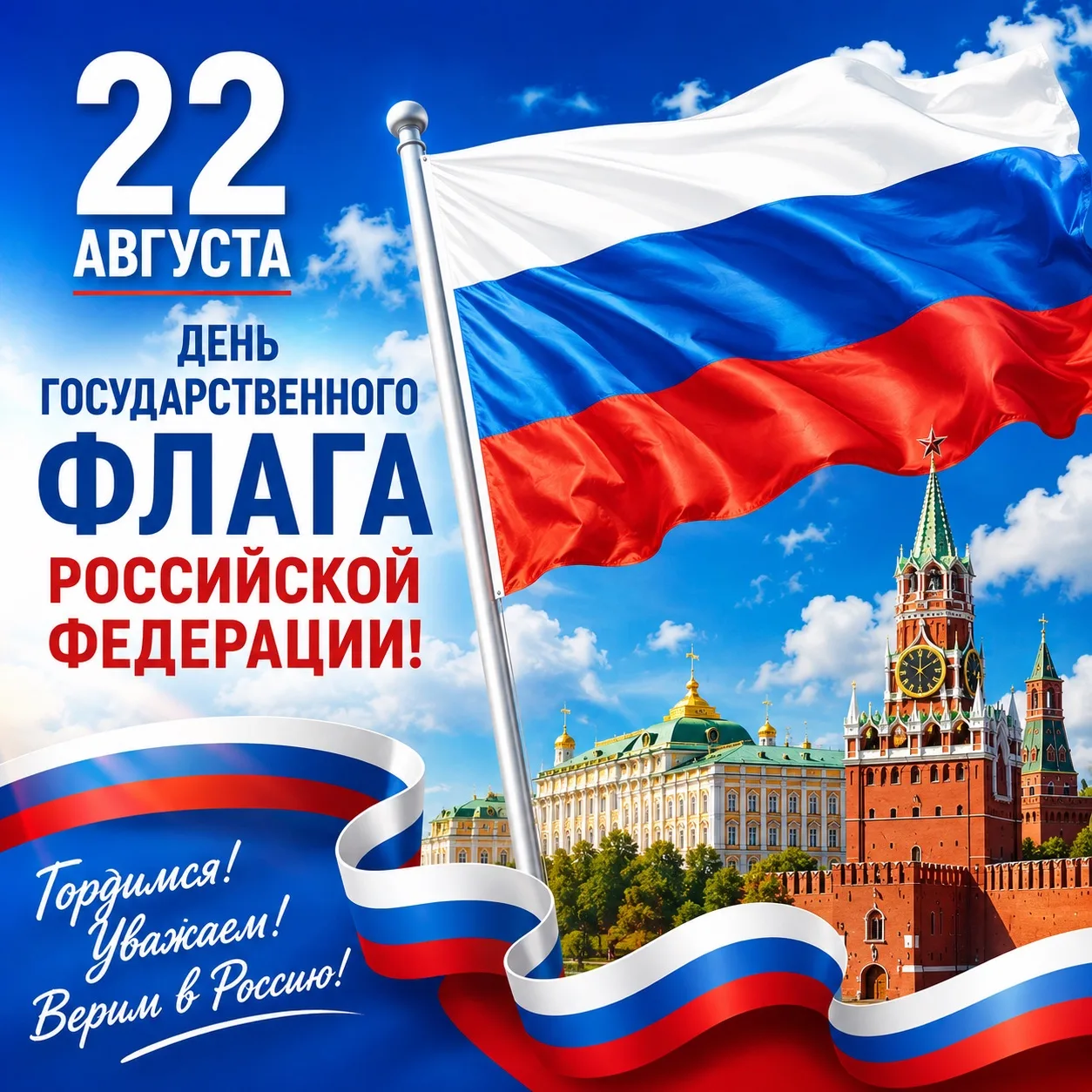 🇷🇺22 августа — День Государственного флага Российской Федерации!