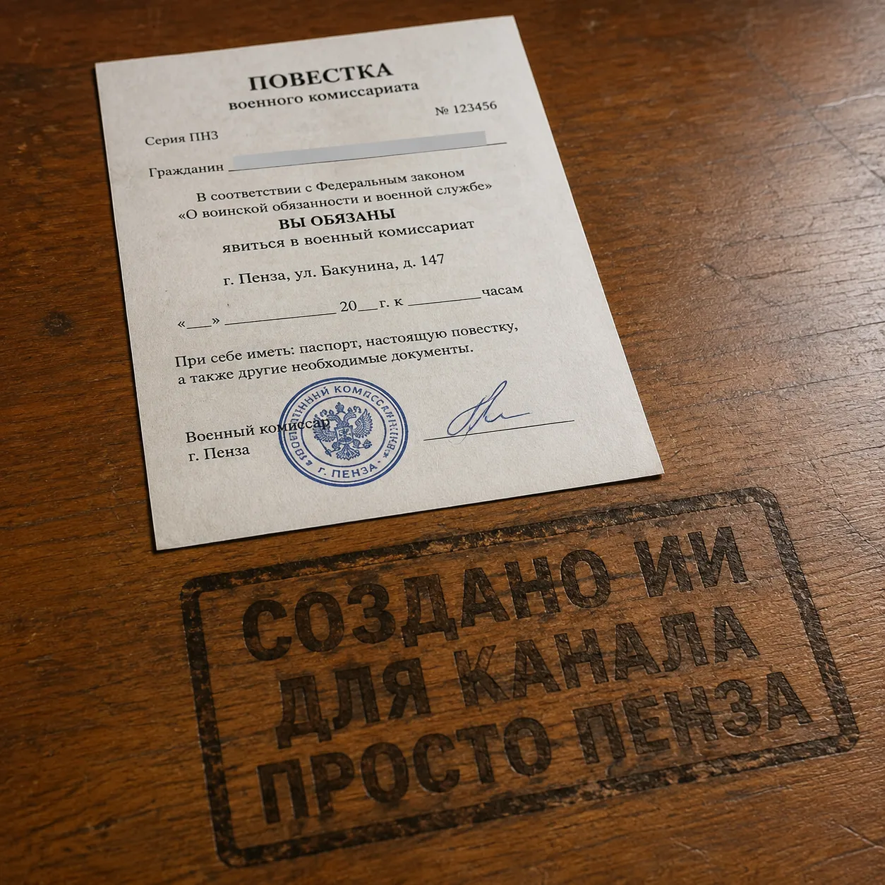 В Пензенской области мужчина заплатит 100 тысяч рублей за уклонение от призыва на военн...