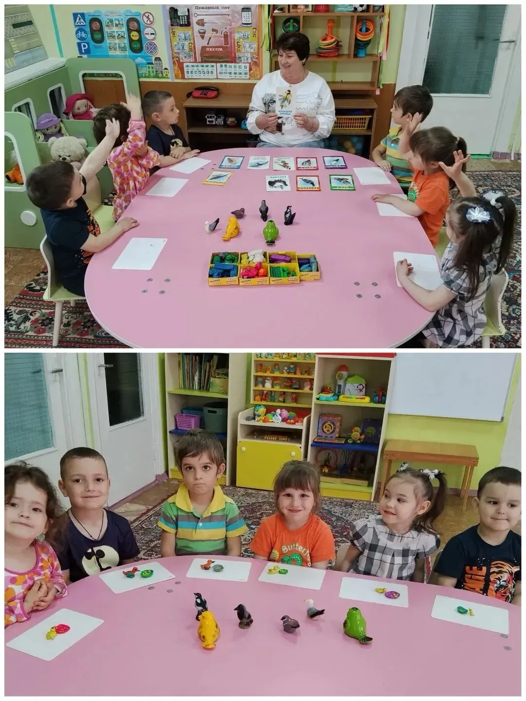 Лепка в группе "Солнышко"☀ "Птичка клюёт зёрнышки из блюдечка" 🐦🍽️🌾