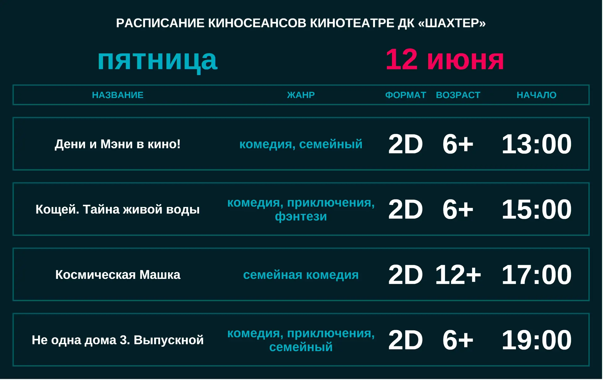 Расписание на сегодня