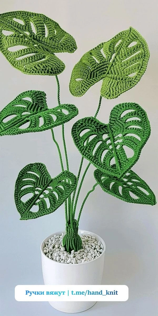 Настоящий вязаный сад монстеры! 🌿