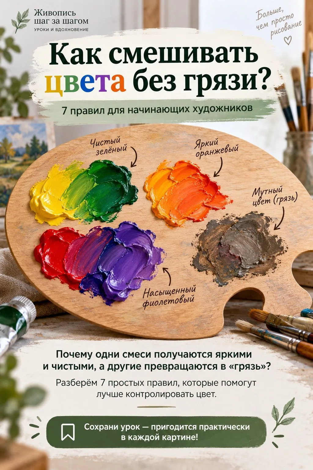 🎨 Как смешивать цвета без грязи: 7 правил.