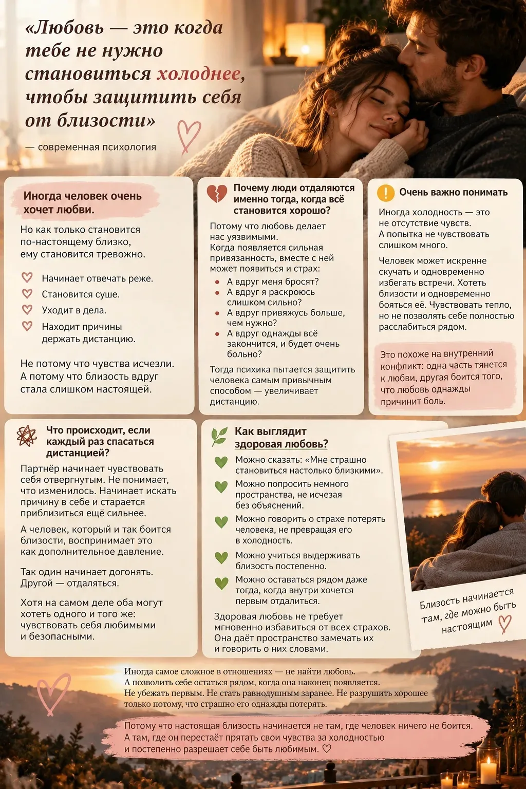 ✨ «Любовь — это когда тебе не нужно становиться холоднее, чтобы защитить себя от близости»