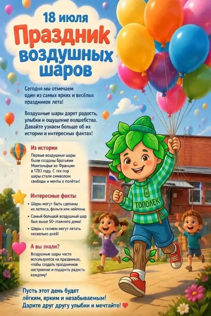 18 июля — День воздушных шаров!

Этот праздник напоминает нам о том, что даже в самых простых вещах 