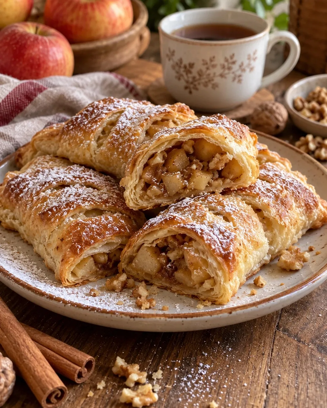 🍎 Яблочные мини-штрудели с орехами и корицей