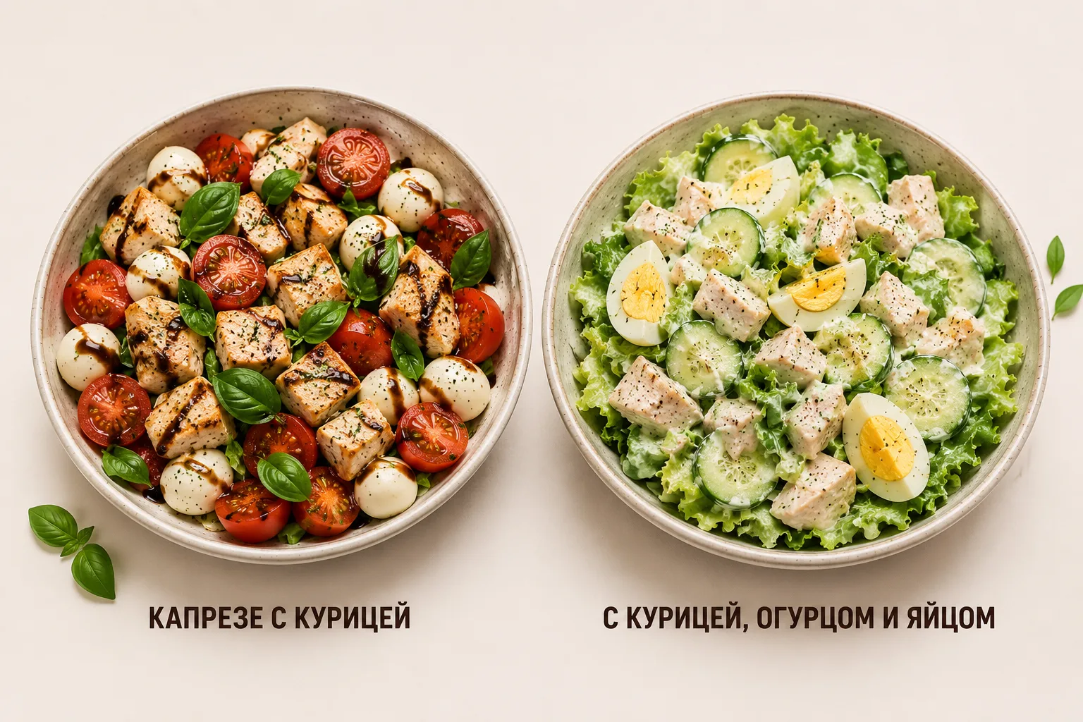 🥗 Пара простых салатов с курицей
