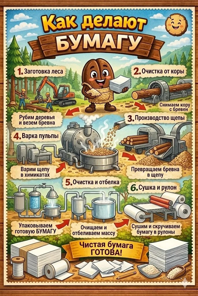📄 КАК ДЕЛАЮТ БУМАГУ: ПУТЬ ОТ ДЕРЕВА ДО РУЛОНА ✉️📑

Друзья! Хотите узнать, как из обычного дерева п