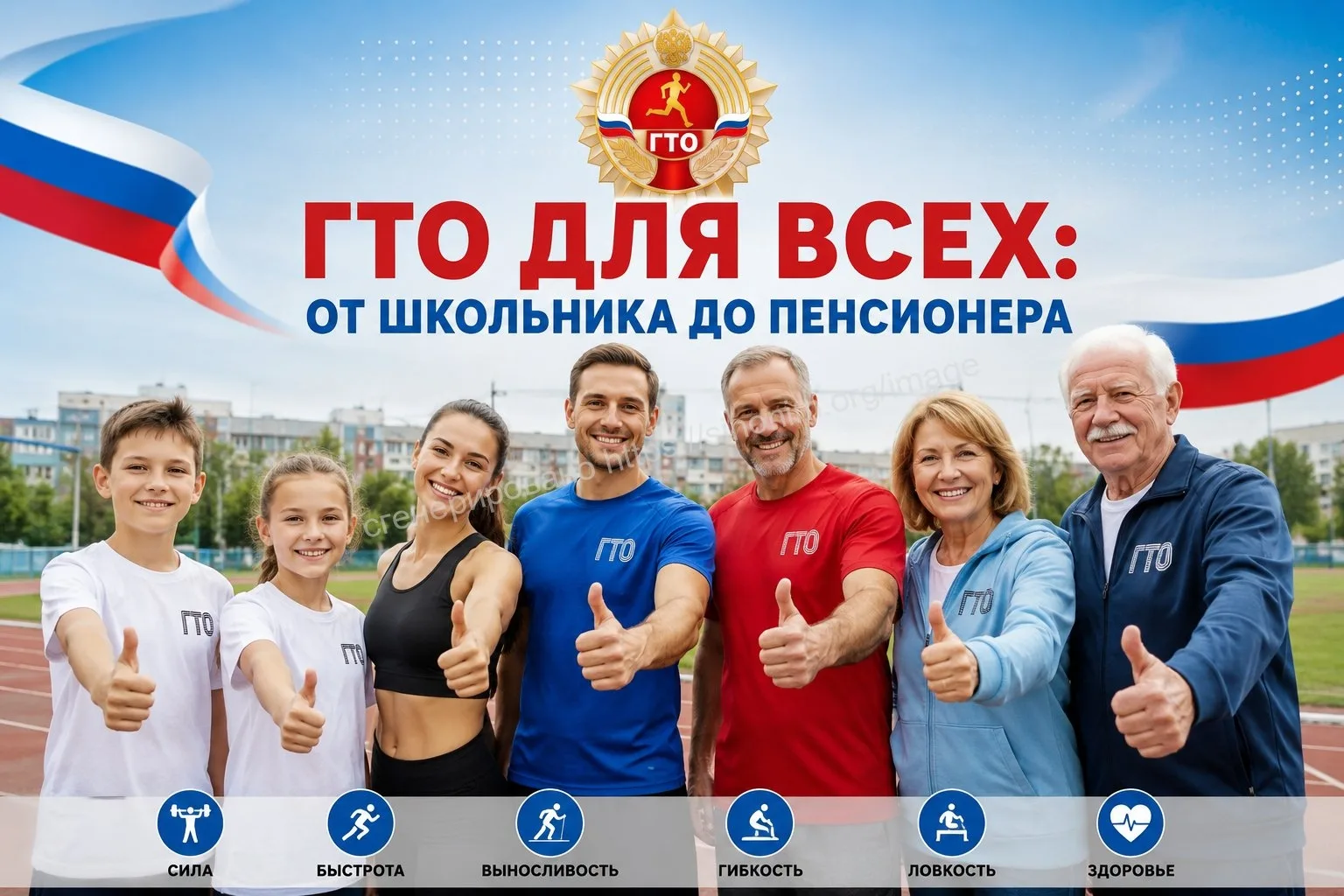 ГТО объединяет поколения 

✅Всероссийский комплекс ГТО — это бесплатная государственная инициатива, 