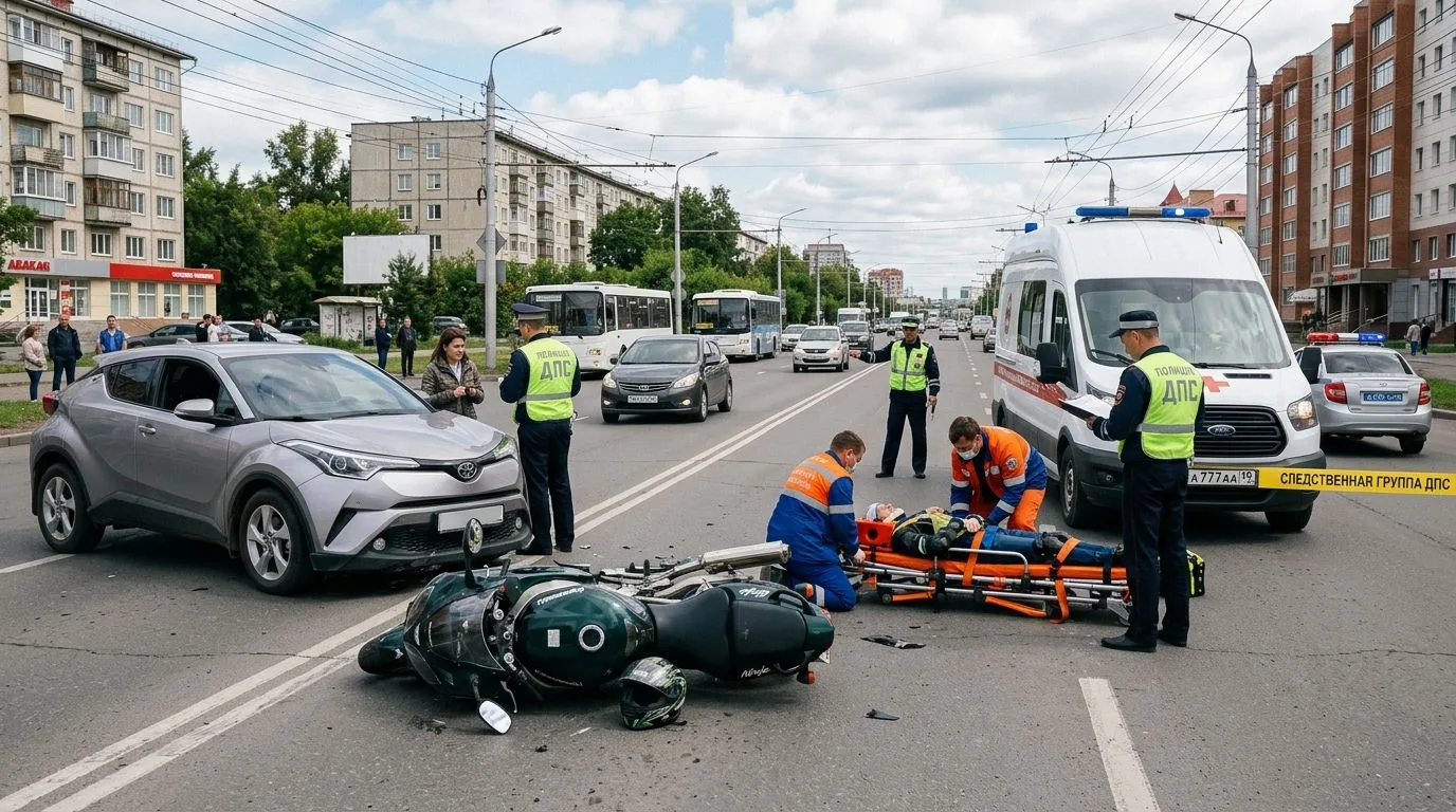 Мотоциклист получил тяжёлые травмы в ДТП в Абакане