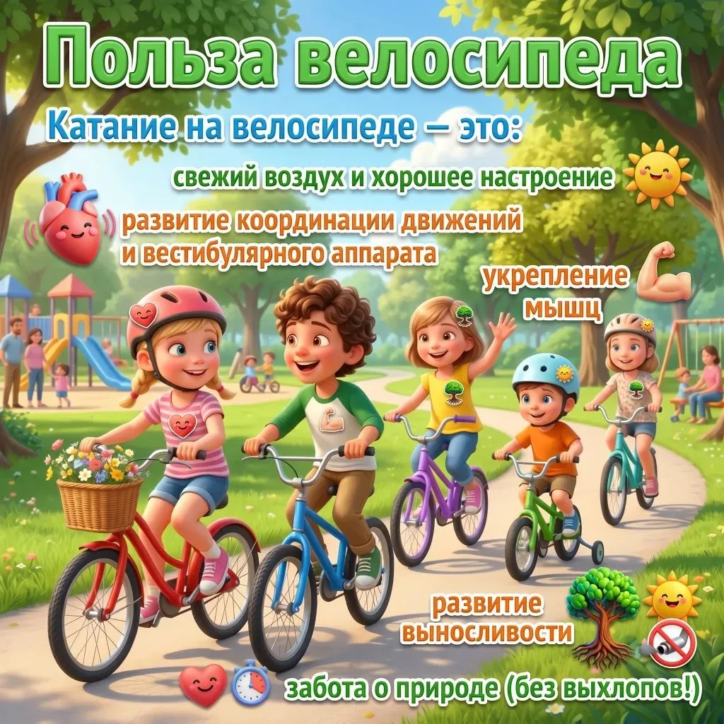 «Безопасное катание на велосипеде»🚲
Лето — это прекрасная пора для активного отдыха с детьми! 
 Про