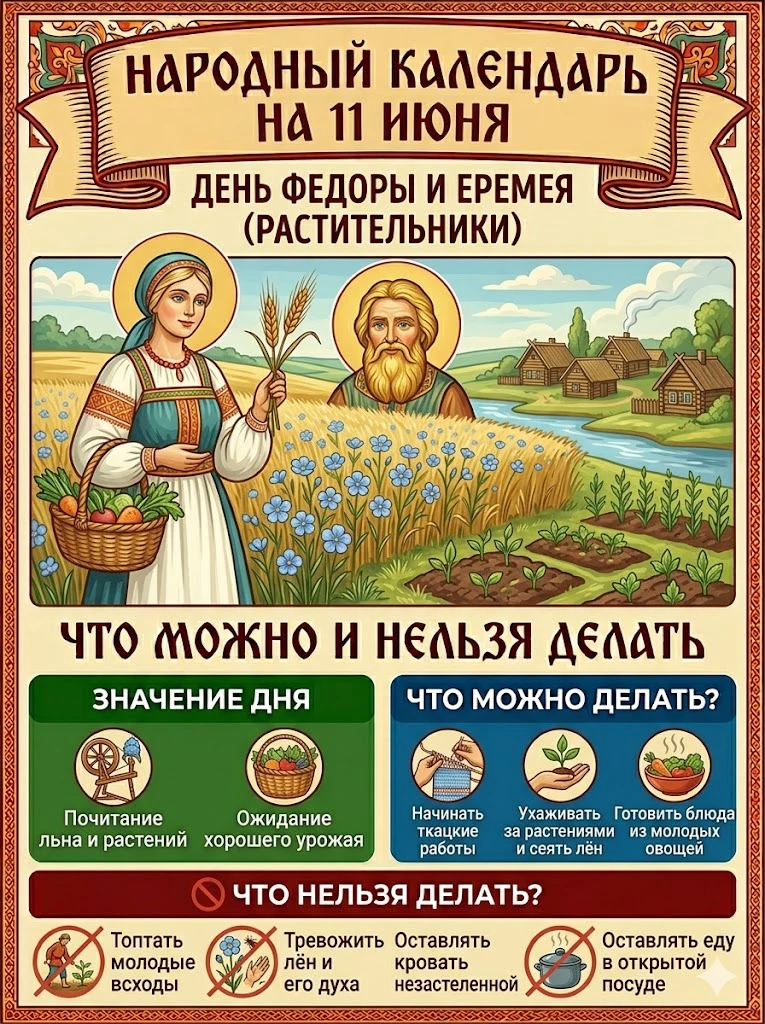 🌿☀️ Народный календарь на 11 июня: Федосья Колосяница ☀️🌿