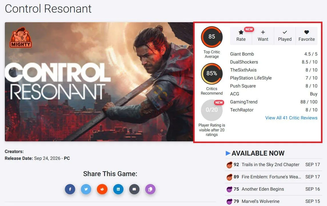 🍉 Control Resonant — жжёт: игра получила на OpenCritic и Metacritic 85 баллов