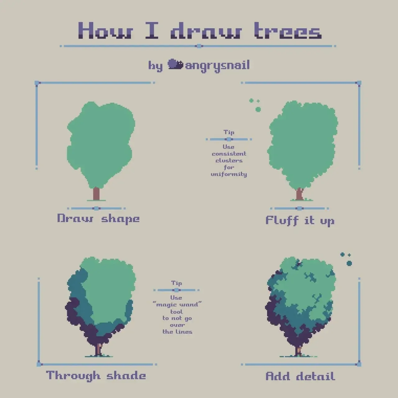 — туториал и немного вариаций пиксельных деревьев🌳