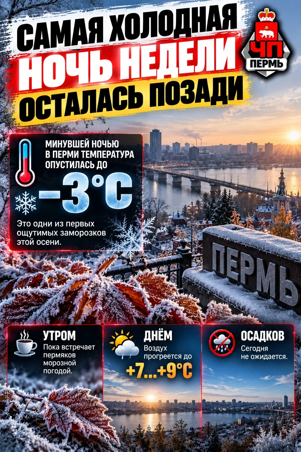 🥶 Самая холодная ночь недели осталась позади