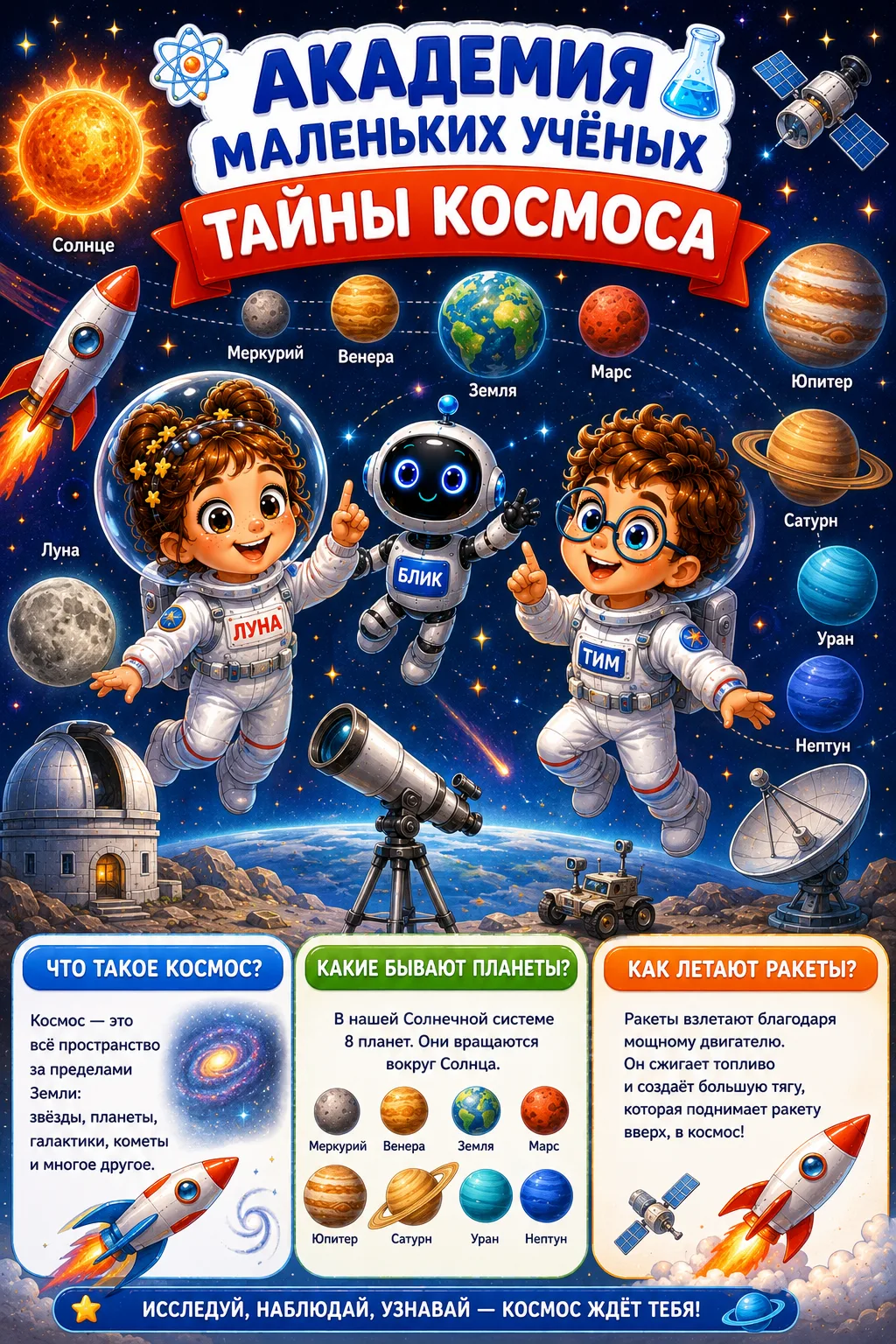 1001

🚀🌌 Отправляемся в космическое путешествие вместе с «АКАДЕМИЕЙ МАЛЕНЬКИХ УЧЁНЫХ»!

Новая тема
