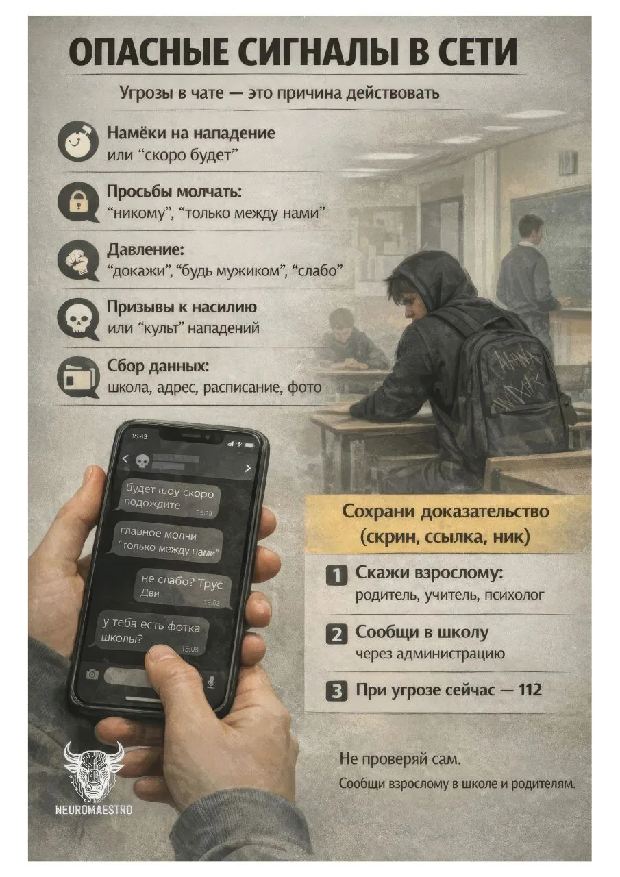 ⚠ Безопасность в школе — это не только про тревожную кнопку   Это про твоё внимание и умение действо