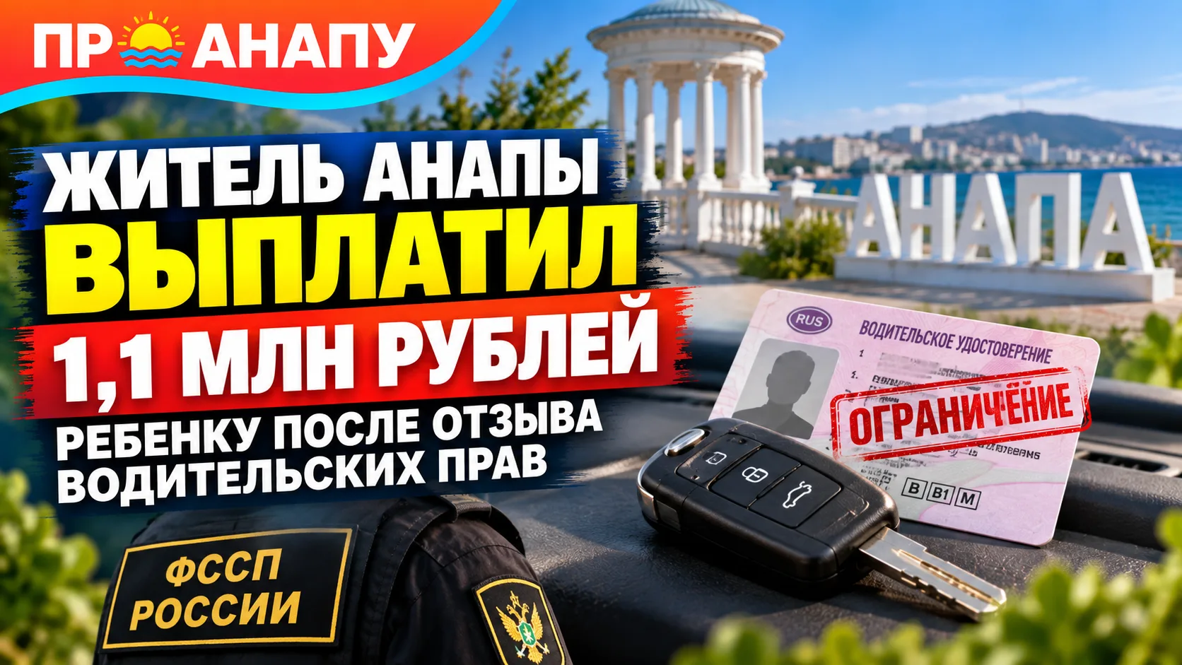 Житель Анапы погасил долг по алиментам в 1,1 млн рублей после ограничения водительских ...