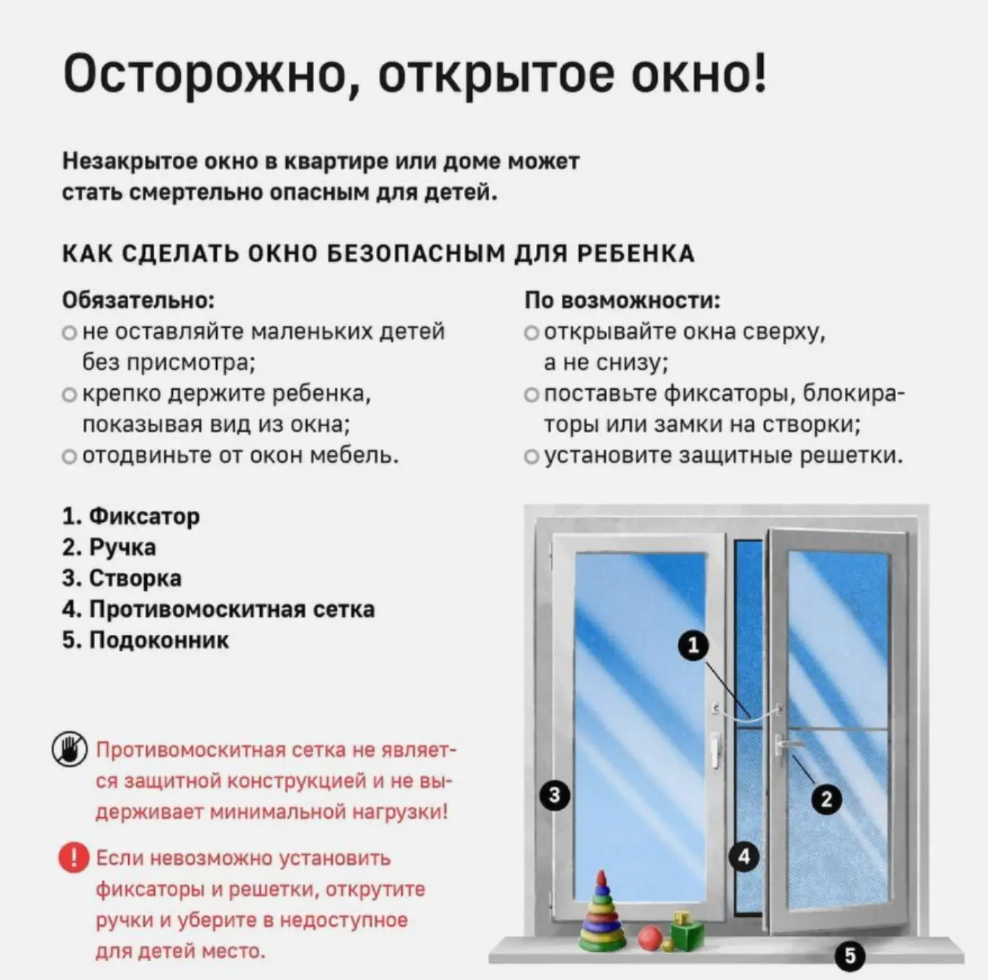 Памятка родителям о профилактике случаев выпадения детей из окон