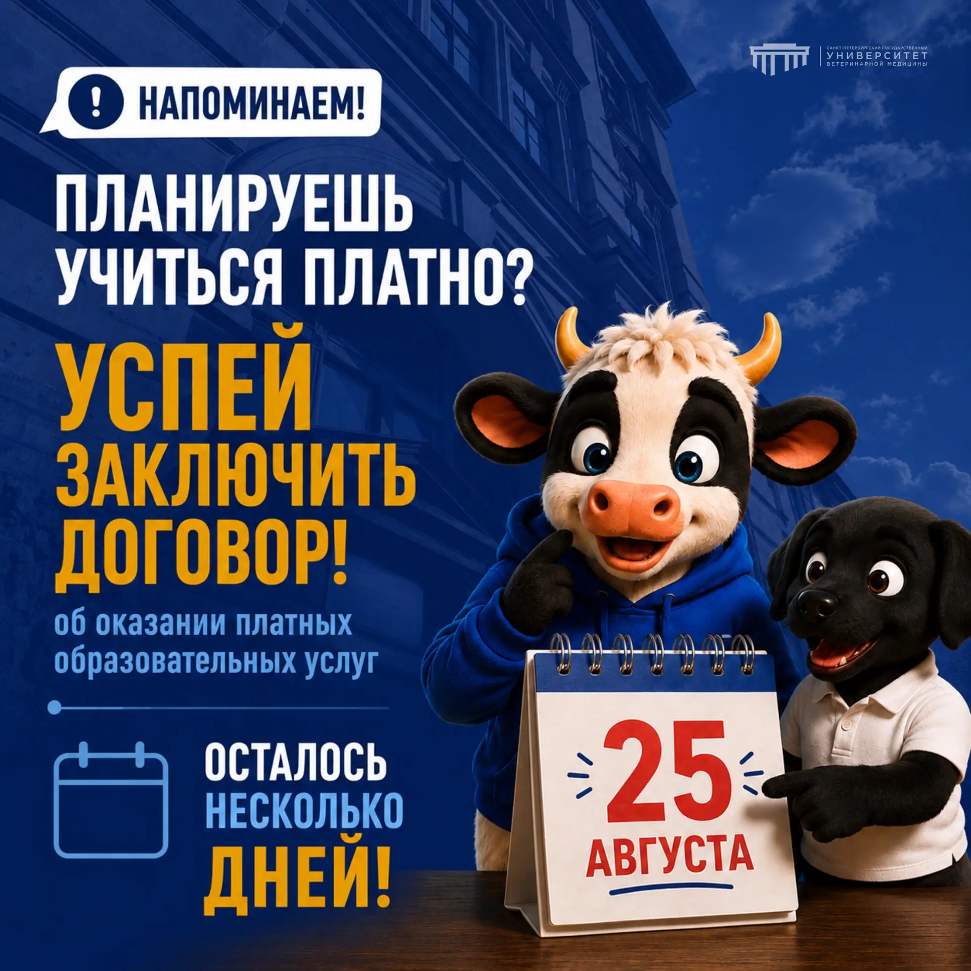 ⏳ Планируете учиться платно? Не откладывайте заключение договора!