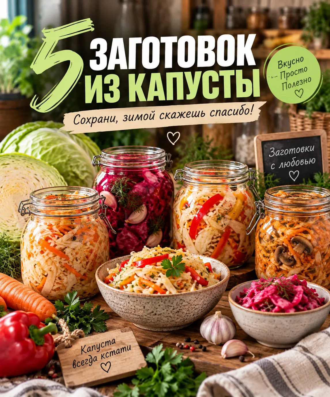 🥬 5 вкусных заготовок из капусты на зиму