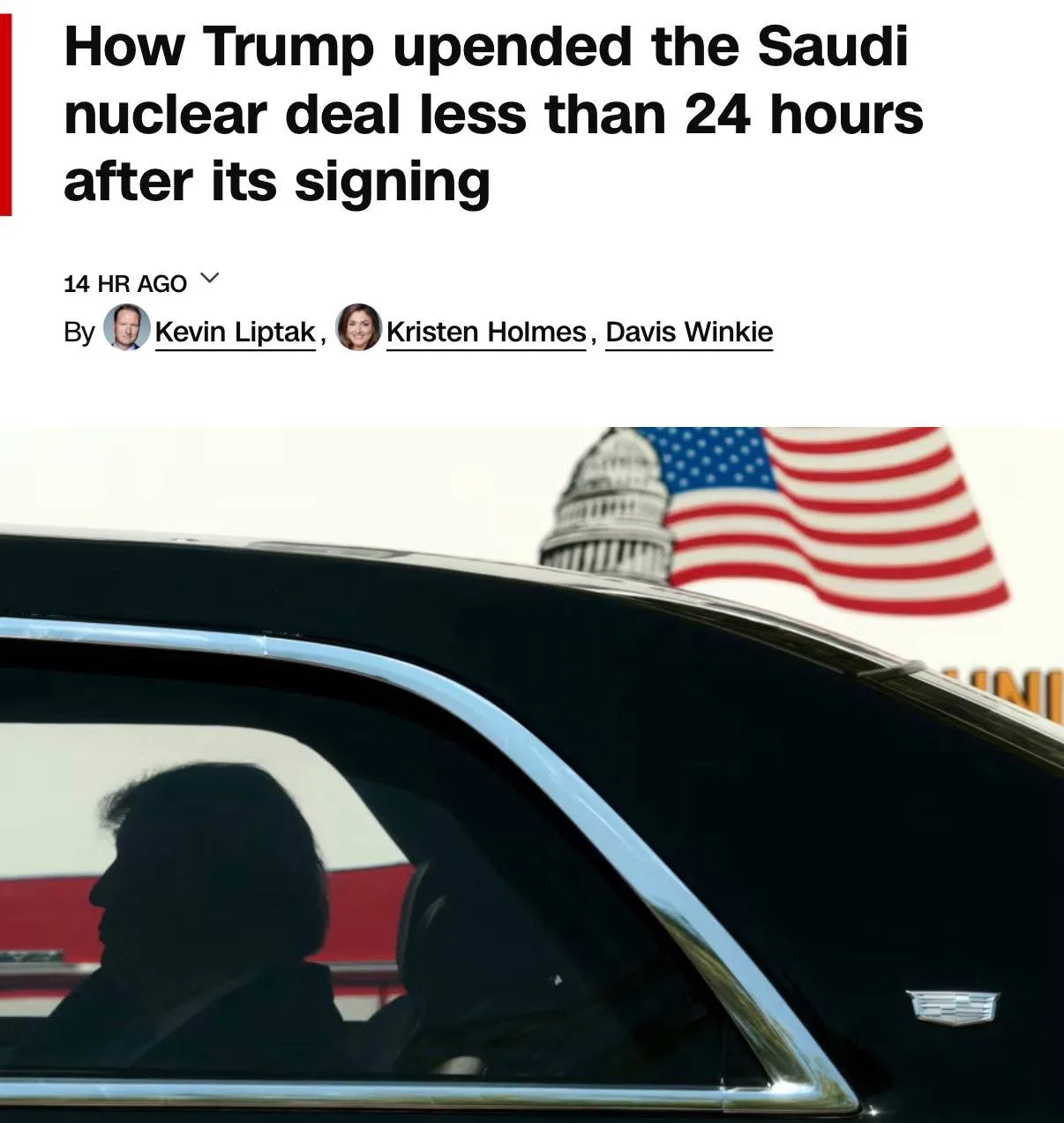 ⚡️Трамп изменил условия ядерной сделки с Саудовской Аравией, — CNN.

Соглашение США с Саудовской Ара