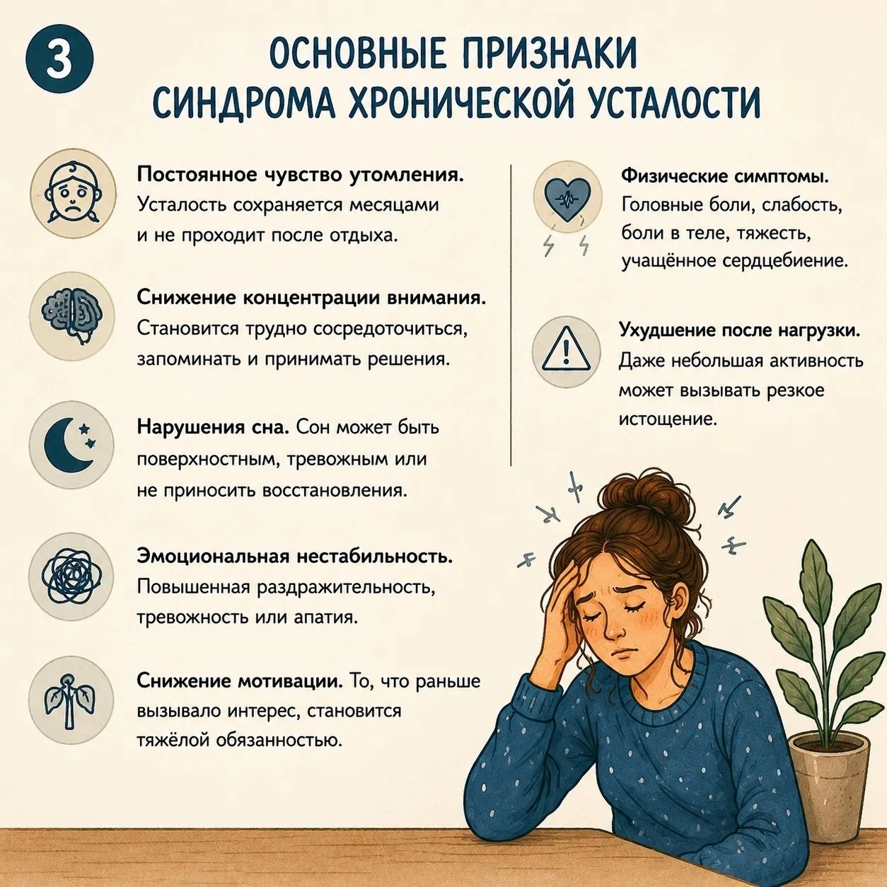 Синдром хронической усталости — это состояние, при котором чувство истощения не проходи...