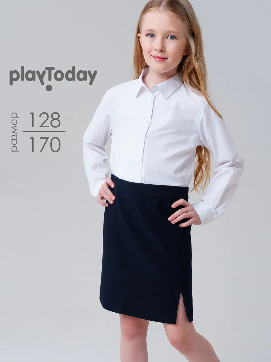 ⚡️ Юбка школьная форма прямого силуэта на резинке с разрезом, PlayToday