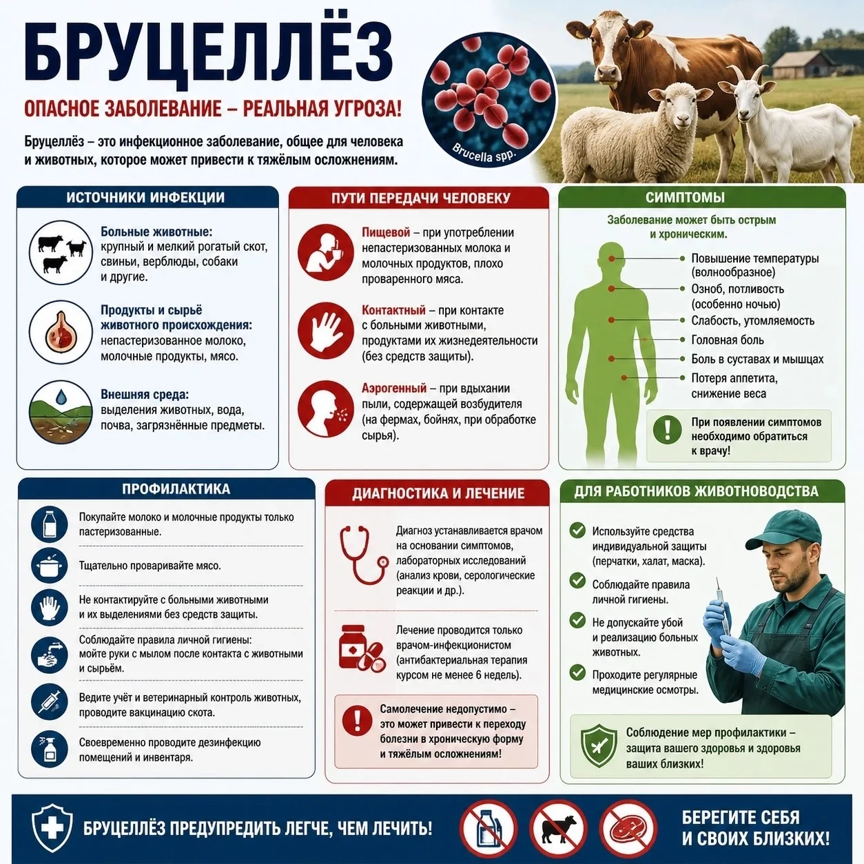 БРУЦЕЛЛЁЗ⚠ — хроническая инфекционная болезнь животных и человека, вызываемая бактериям...