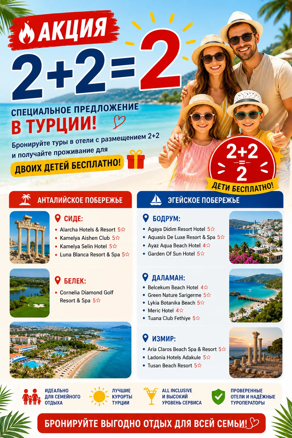 🔥 Акция 2+2 = 2 в Турции! 🌴👨‍👩‍👧‍👦