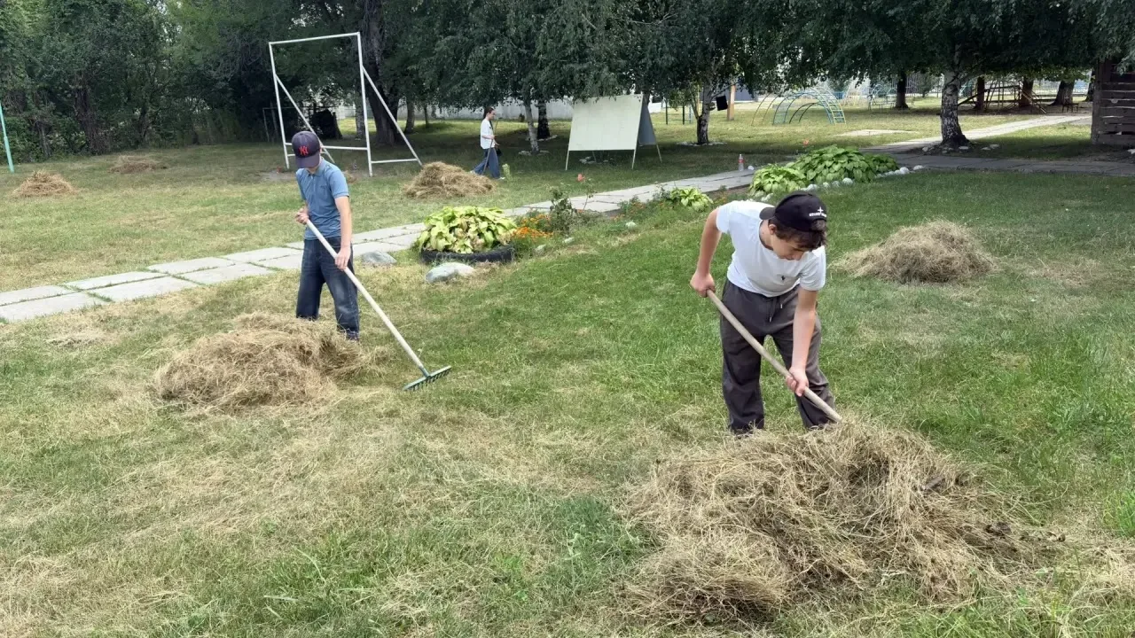 Летняя трудовая практика на пришкольном участке проходит для  учащихся  8А класса.