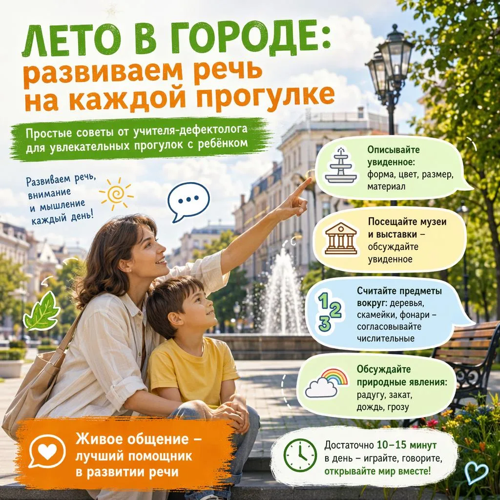 🌳 Развиваем речь на каждой прогулке

✨ Летние каникулы — отличное время, чтобы проводить больше вре
