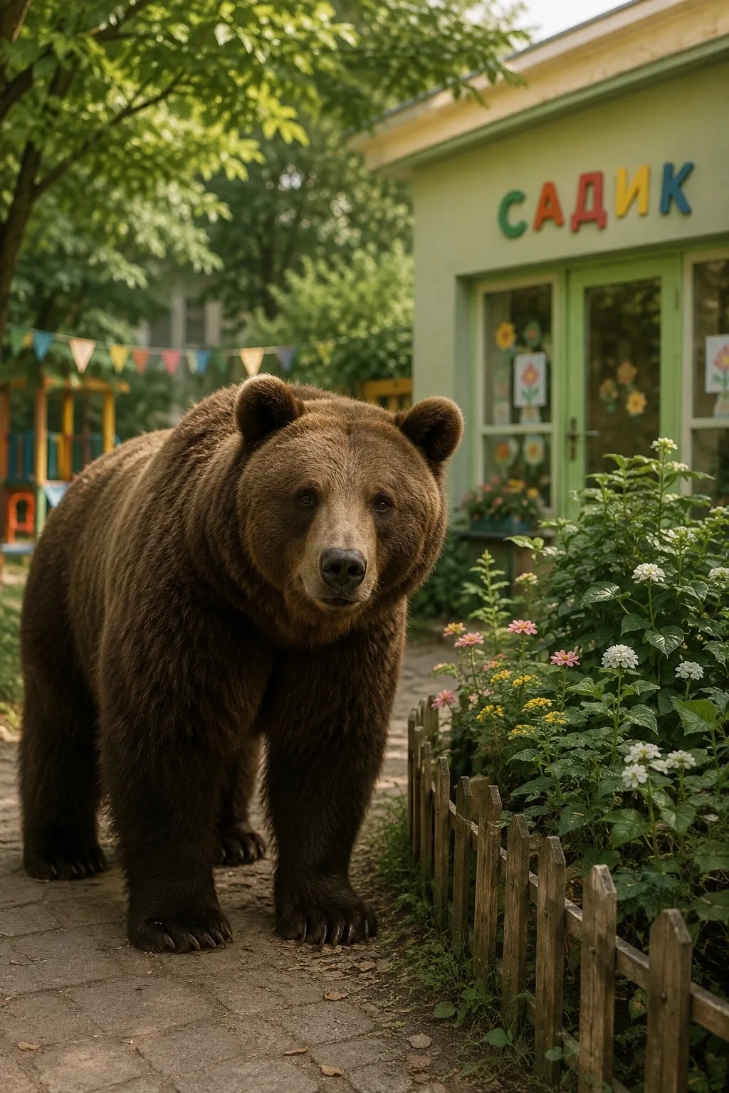 ❗️ Медведя заметили возле детского сада в селе Танхой