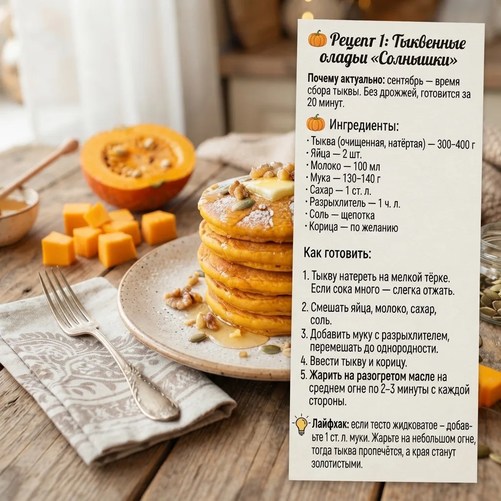 🎃Тыква и кабачки созрели — самое время для быстрых осенних завтраков!