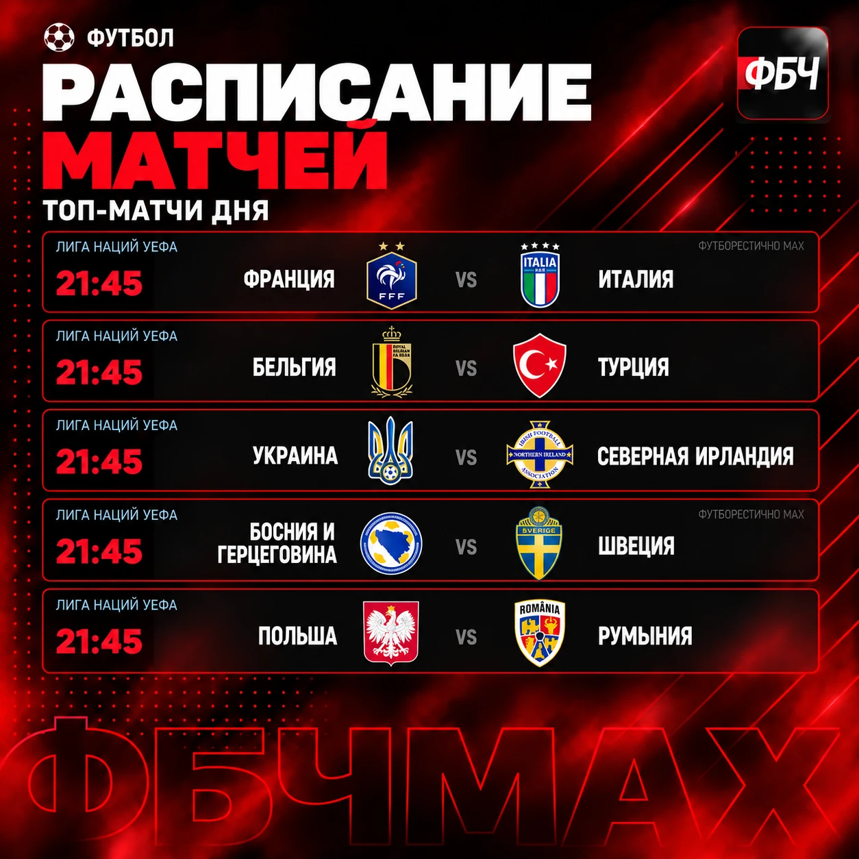 ⚽ ВЕЧЕР ТОП-СБОРНЫХ!