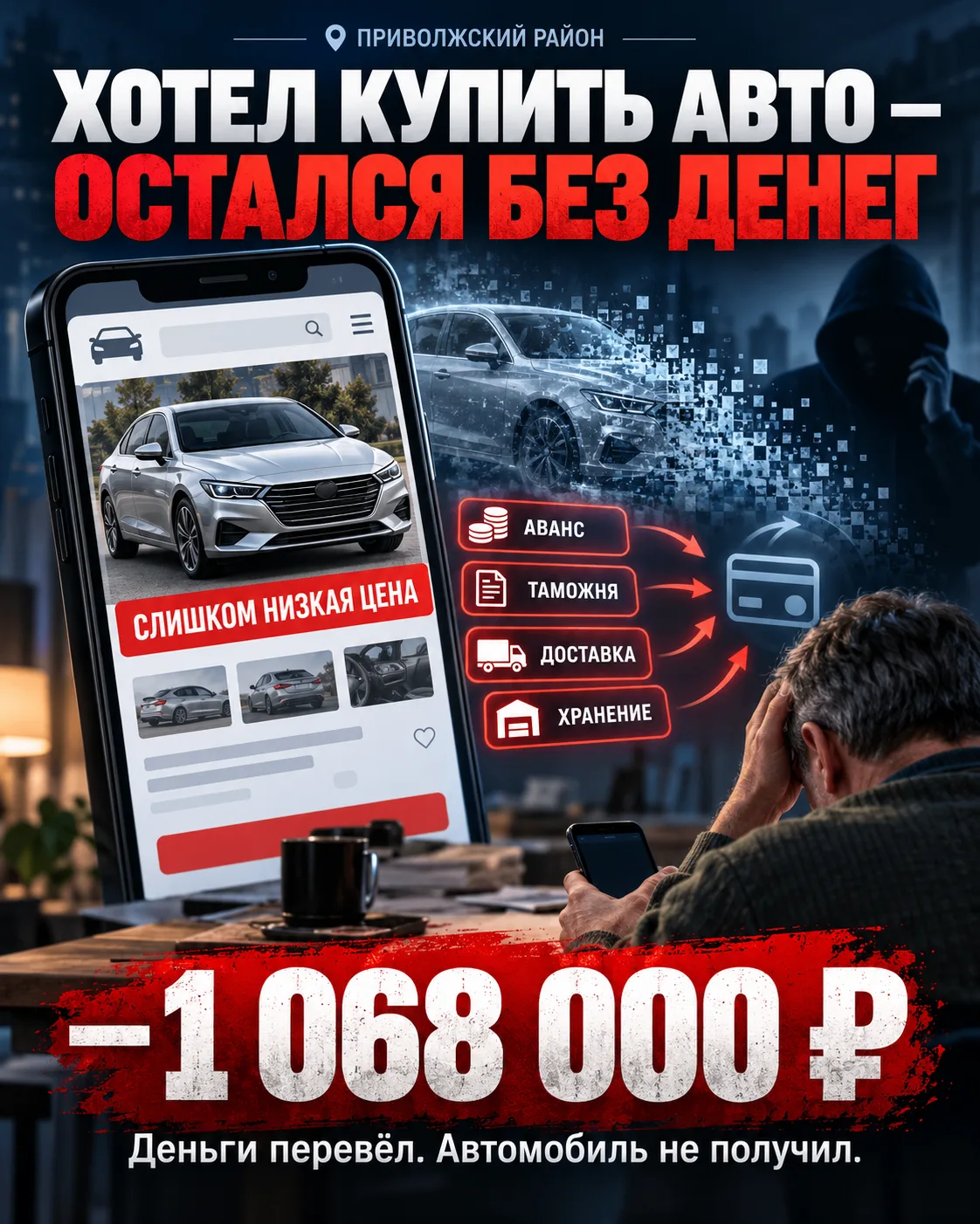 В Приволжском районе у мужчины 1975 года рождения мошенники выманили более 1 млн рублей...
