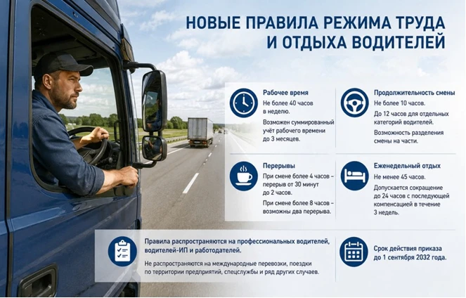 ⚡️Для водителей начнут действовать новые правила режима труда и отдыха.