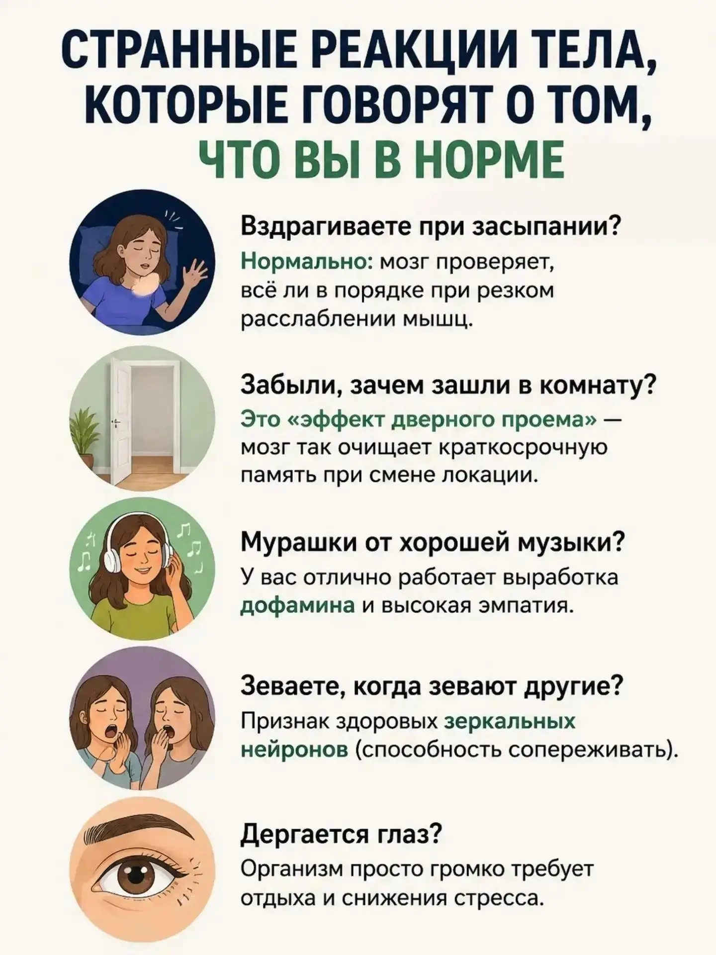 Странные реакции тела, которые говорят, что вы в норме 👍
