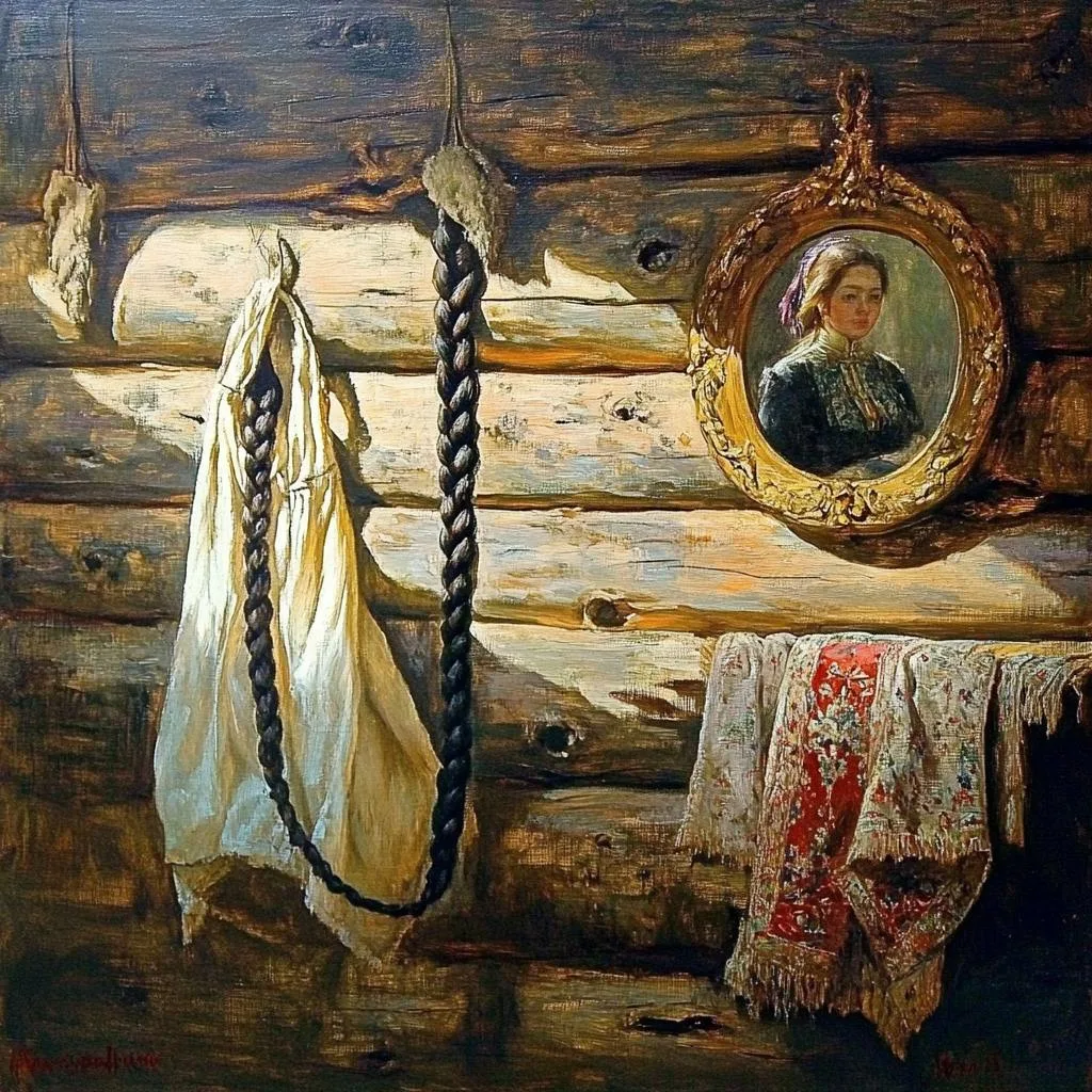 Коса на стене