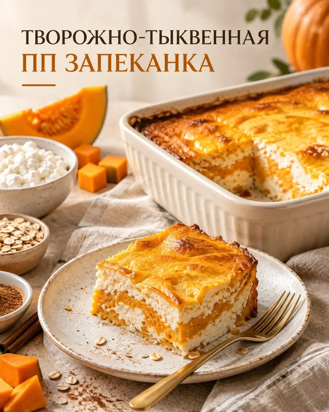Творожно-тыквенная ПП запеканка 🧡