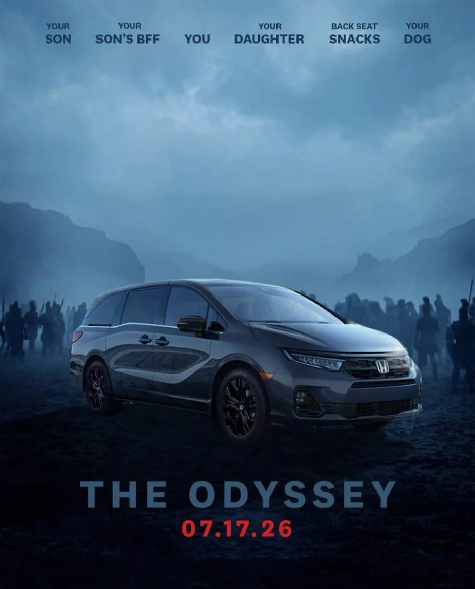 Honda взорвала соцсети постером минивэна Odyssey, стилизованным под афишу «Одиссеи» Нол...