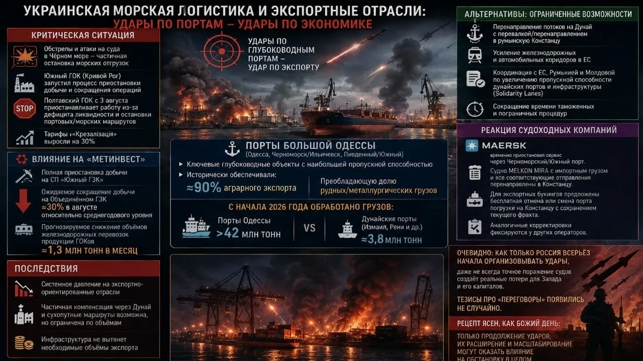 Ситуация с украинской морской логистикой и экспортными отраслями