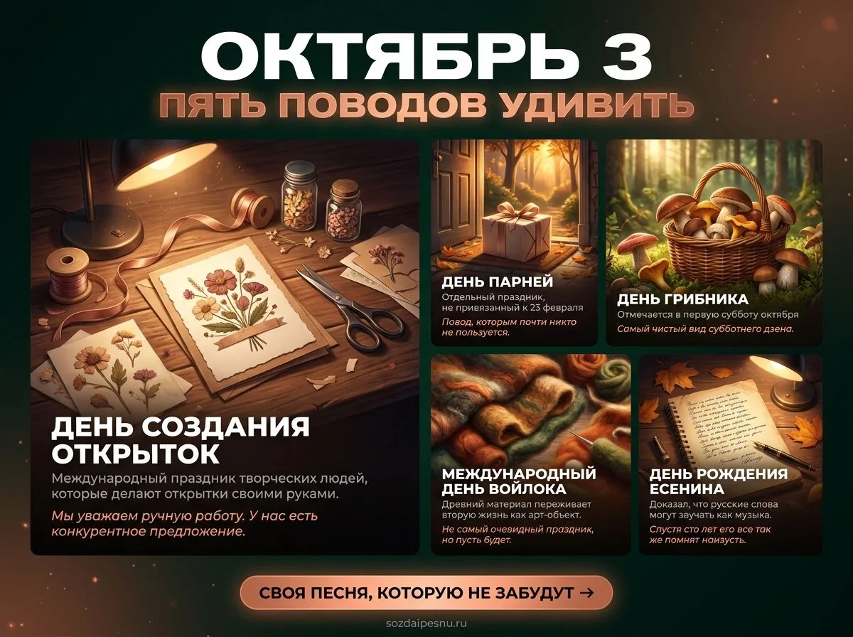 🎵 Суббота, 3 октября — звёздный набор поводов.