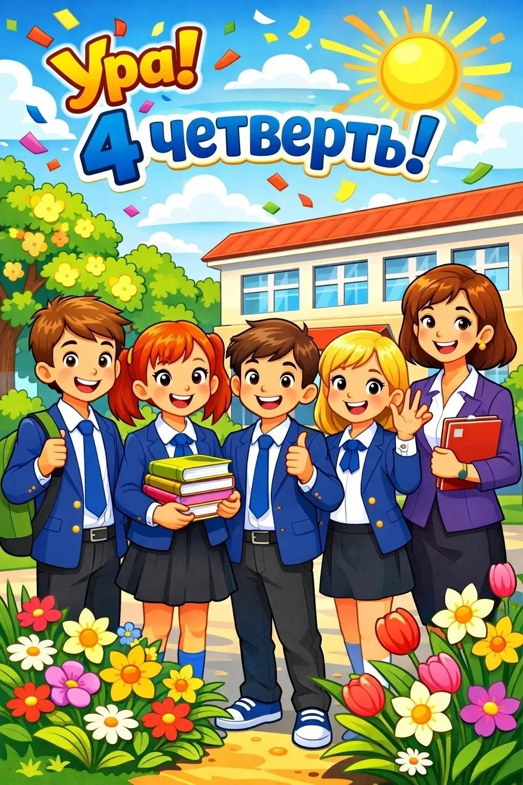 Поздравляем всех с началом четвертой четверти! 🎉  Закончились весенние каникулы – впереди заключител