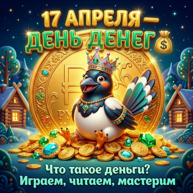 💰 17 апреля — Международный день денег!

👋 Здравствуйте, родители и наши маленькие экономисты!
Сег