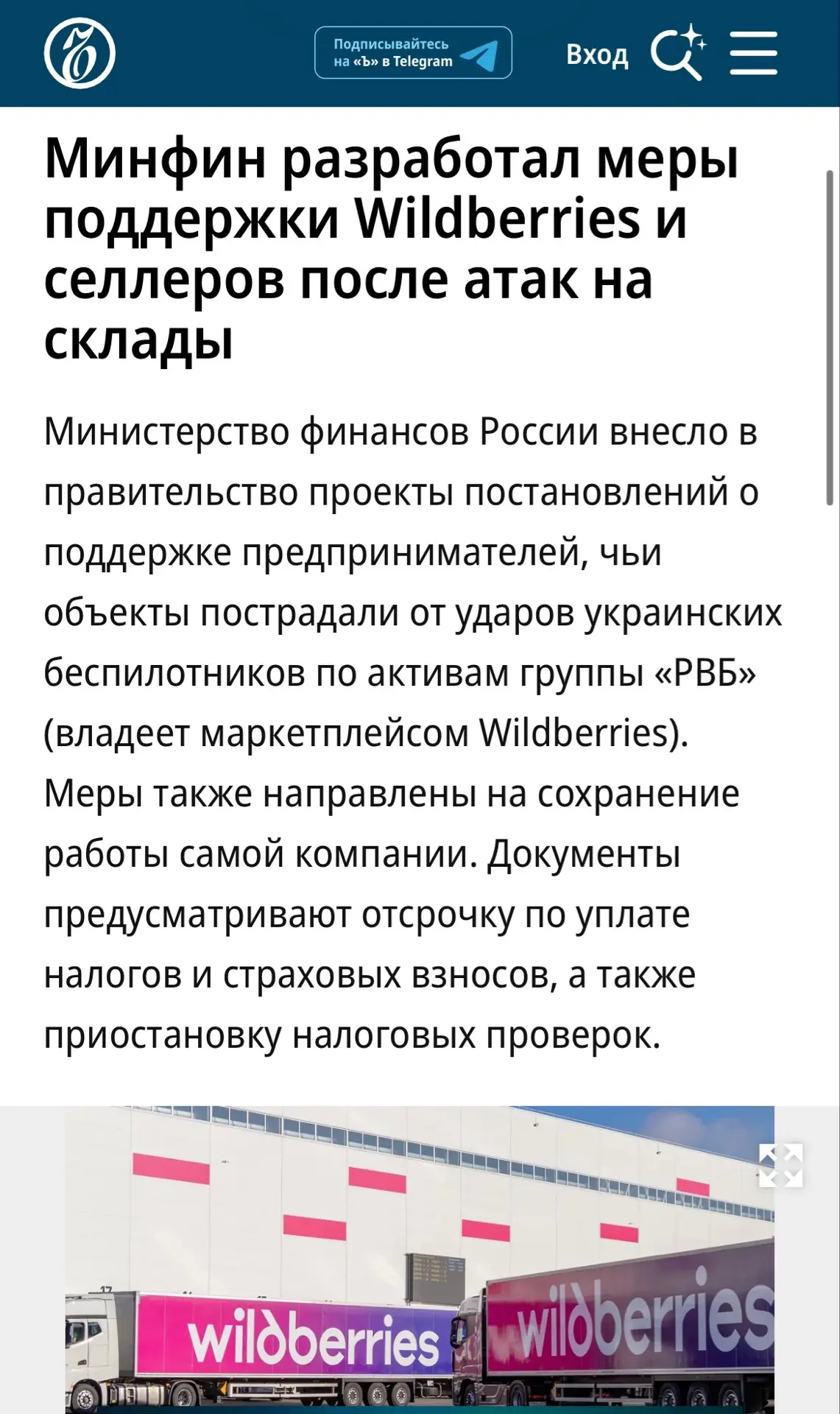 Меры поддержки е-коммерсов* и WB от Минфина: