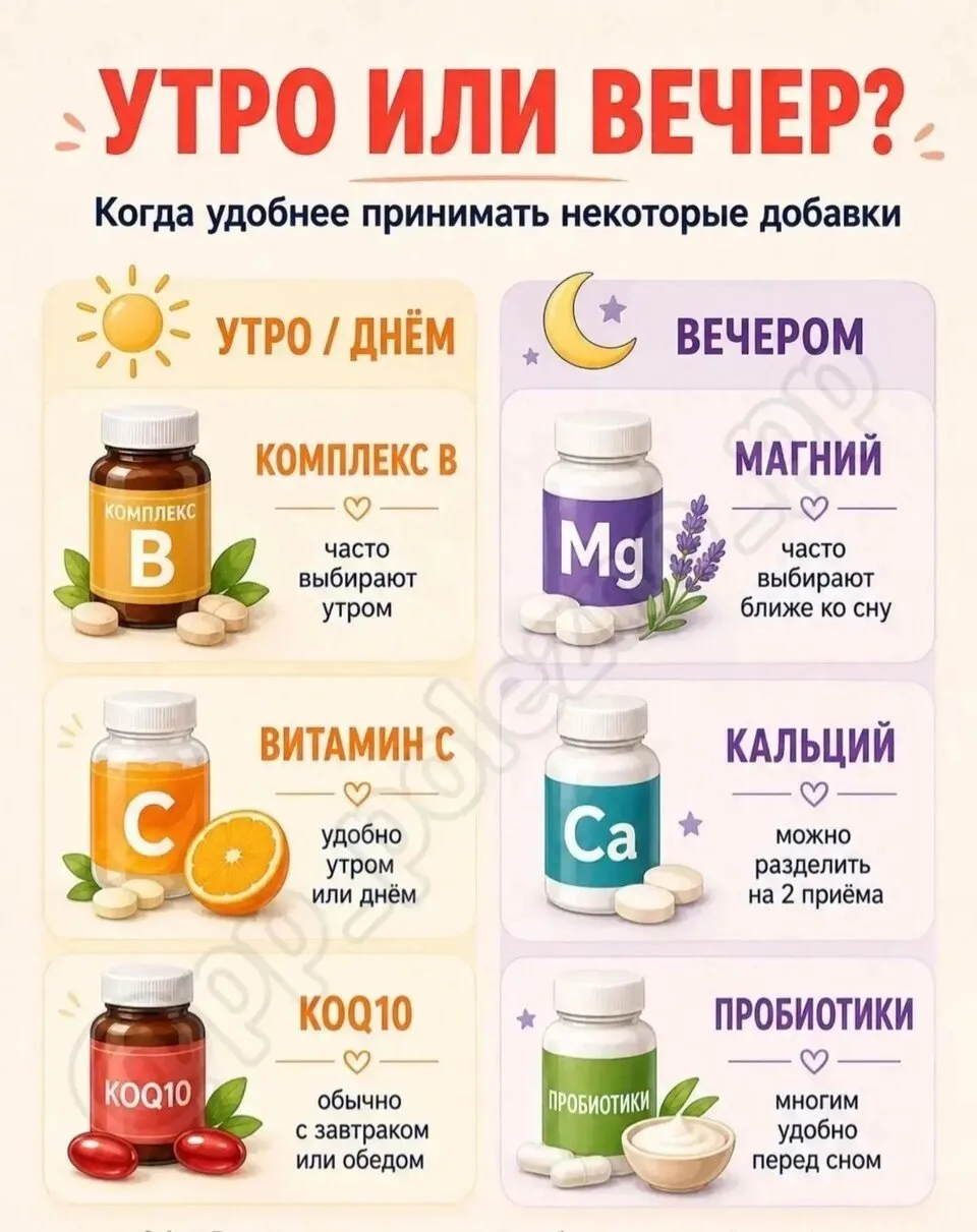 😐 Шпаргалка рекомендаций по приему добавок