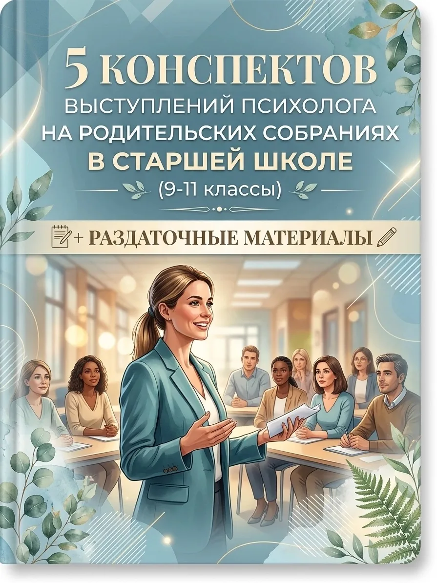 📚 Новинка для педагога-психолога!
Комплект материалов: «5 сценариев выступлений психолога на родите
