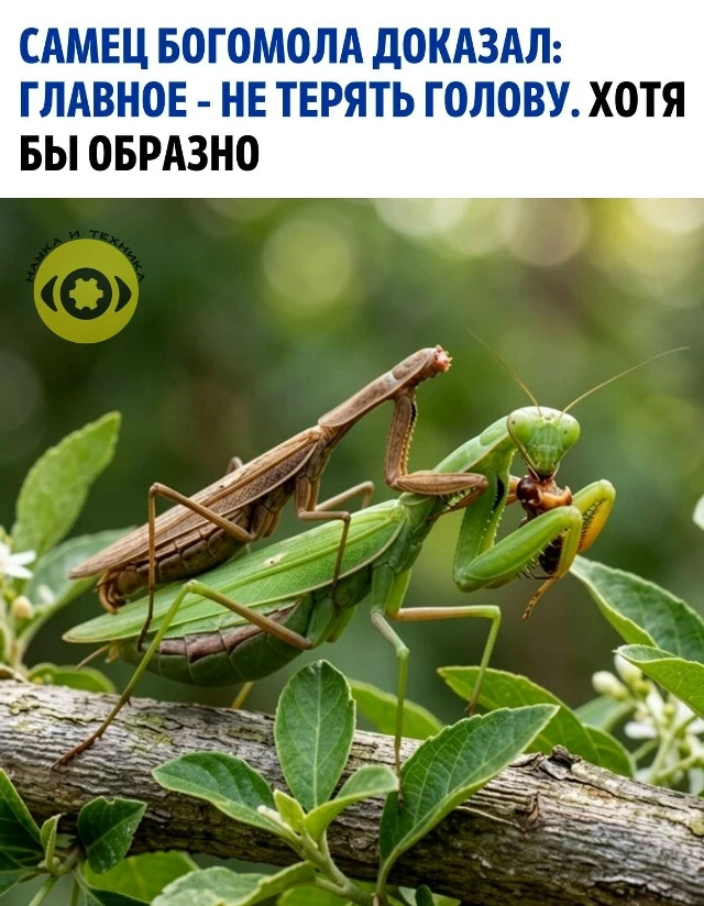 Представьте: свидание богомолов. Романтика: лунный свет, шелест листьев, предвкушение… ...